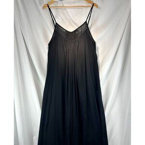 Hermosa Women's Black Cover-Up Slip Dress Sleeveless Pleated Front Sz Small(G-4)